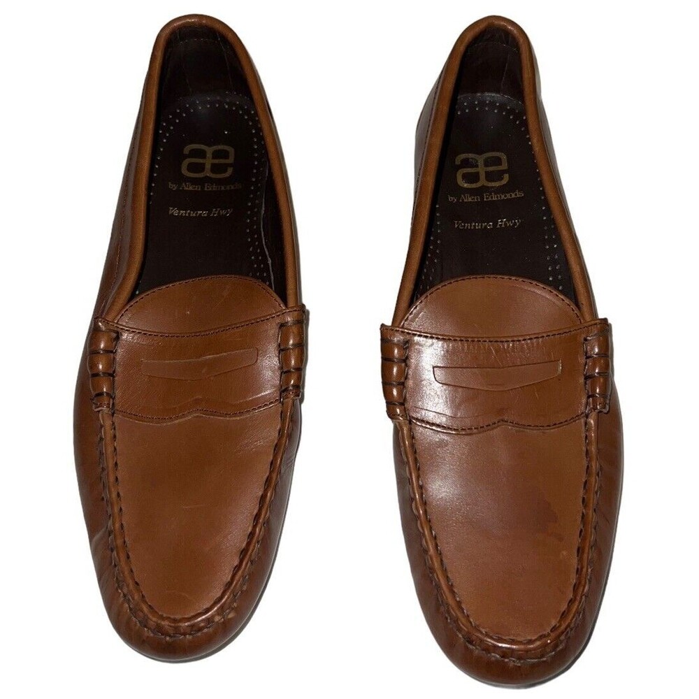AE ALLEN EDMONDS VENTURA HWY PENNY LOAFER BROWN CALF LEATHER SHOES SIZE 11B